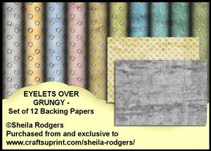 Eyelets Over Grungy - Set of 12 Backing Papers