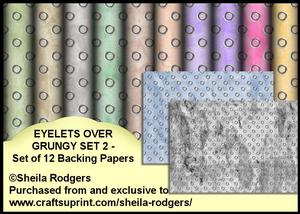 Eyelets Over Grungy Set 2 - Set of 12 Backing Papers