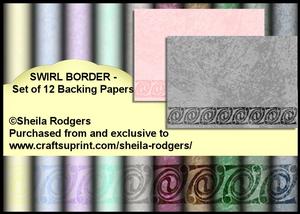 Swirl Border - Set of 12 Backing Papers