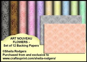 Art Nouveau Flowers - Set of 12 Backing Papers