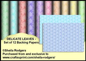 Delicate Leaves - Set of 12 Backing Papers