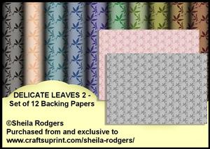 Delicate Leaves 2 - Set of 12 Backing Papers