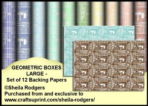 Geometric Boxes - Large Design - Set of 12 Backing Papers