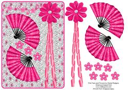 Pink Fans and Flowers