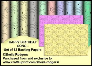 Happy Birthday Song - Set of 12 Backing Papers