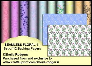 Seamless Floral 1 - Set of 12 Backing Papers