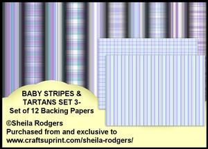 Baby Stripes & Tartans Set 3 - Set of 12 Backing Papers
