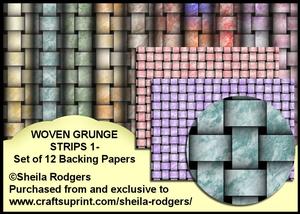 Woven Grunge Strips 1 - Set of 12 Backing Papers