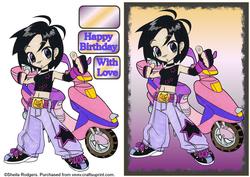 Manga Girl with Scooter 1