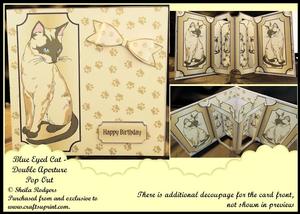 Blue Eyed Cat - Double Aperture Pop Out Card