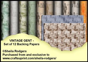 Vintage Gent - Set of 12 Backing Papers