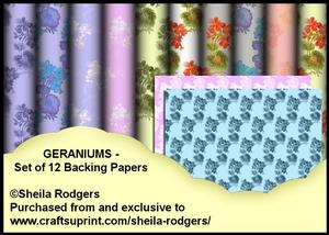 Geraniums - Set of 12 Backing Papers