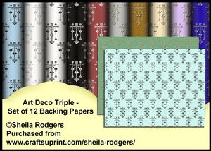Art Deco Triple - Set of 12 Backing Papers