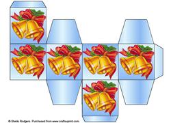 All in One Gift Box - Christmas Bells on Blue