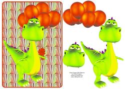 Green Dragon with Balloons