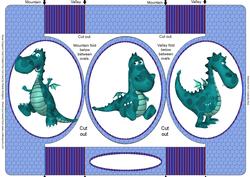 Aqua Dragon Oval Folded Pop Out Card