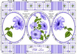 Blue Petunia Oval Folded Pop Out Card