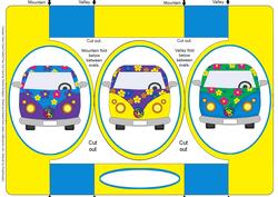Camper Vans Oval Folded Pop Out Cards