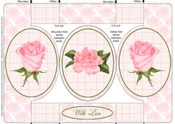 Coral Rose Oval Folded Pop Out Card