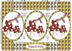 Dragonfly with Toadstools Oval Folded Pop Out Card