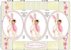Easter Bear Bunny Oval Folded Pop Out Card