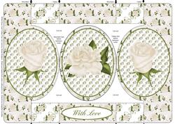 White Rose Oval Folded Pop Out Card.