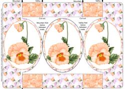 Peach Pansy Oval Folded Pop Out Card