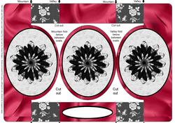 Red Satin and Black Lace Oval Folded Pop Out Card