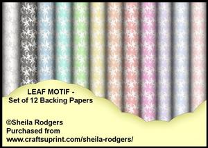 Leaf Motif - Set of 12 Backing Papers