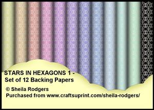 Stars in Hexagons 1 - Set of 12 Backing Papers