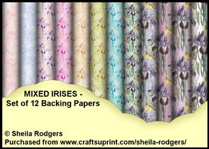 Mixed Irises - Set of 12 Backing Papers