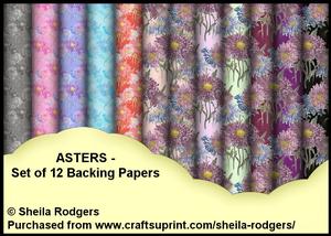 Asters - Set of 12 Backing Papers