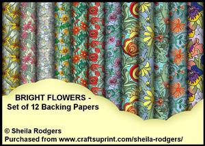 Bright Flowers - Set of 12 Backing Papers