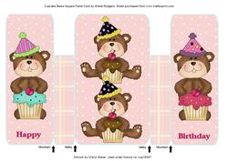 Cupcake Bears Square Panel Card