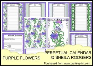 Perpetual Calendar - Purple Flowers