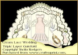 Triple Layer Gatefold - Cream Lace Wedding