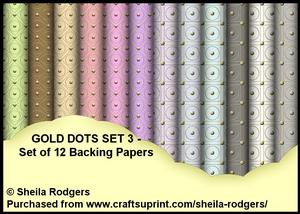 Gold Dots Set 3 - Set of 12 Backing Papers
