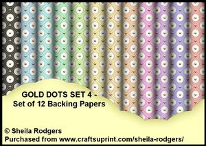 Gold Dots Set 4 - Set of 12 Backing Papers