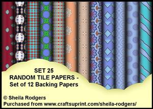 Set 25 Random Tile Papers - Set of 12 Backing Papers
