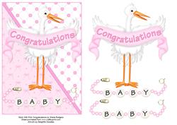 Stork with Pink Congratulations