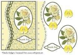 Framed Lemon Rose with Pearls