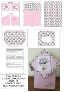 Pink Primula Stubby Diamond Top Card Kit