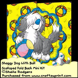 Shaggy Dog with Ball Scalloped Fold Back Mini Kit
