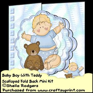 Baby Boy with Teddy Scalloped Fold Back Mini Kit