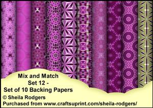 Mix and Match Set 12 - Set of 10 Backing Papers