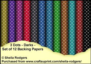 3 Dots - Darks - Set of 12 Backing Papers