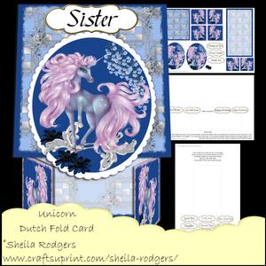 Dutch Fold Card - Unicorn