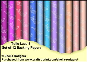 Tulle Lace 1 - Set of 12 Backing Papers