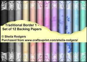 Traditional Border 1 - Set of 12 Backing Papers