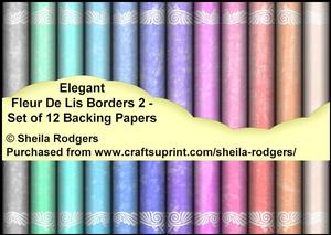 Elegant Fleur De Lis Borders 2 - 12 Backing Papers